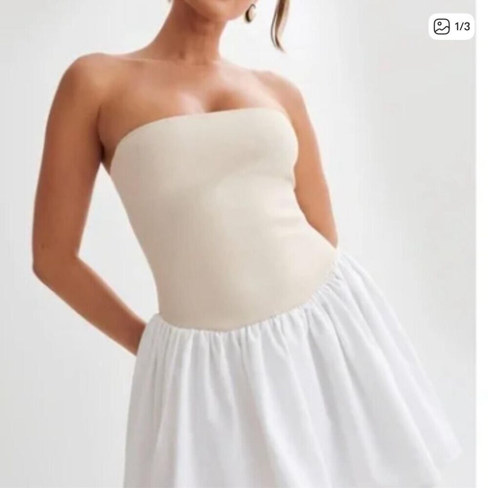 Meshki Women's White and Cream Dress
